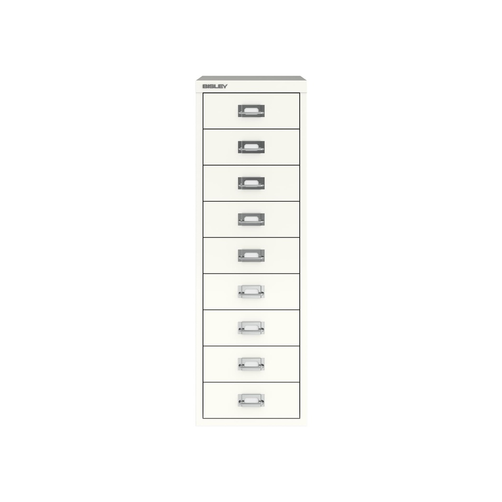 Vista frontal del fichero multicajones Bisley H399NL en color blanco tiza