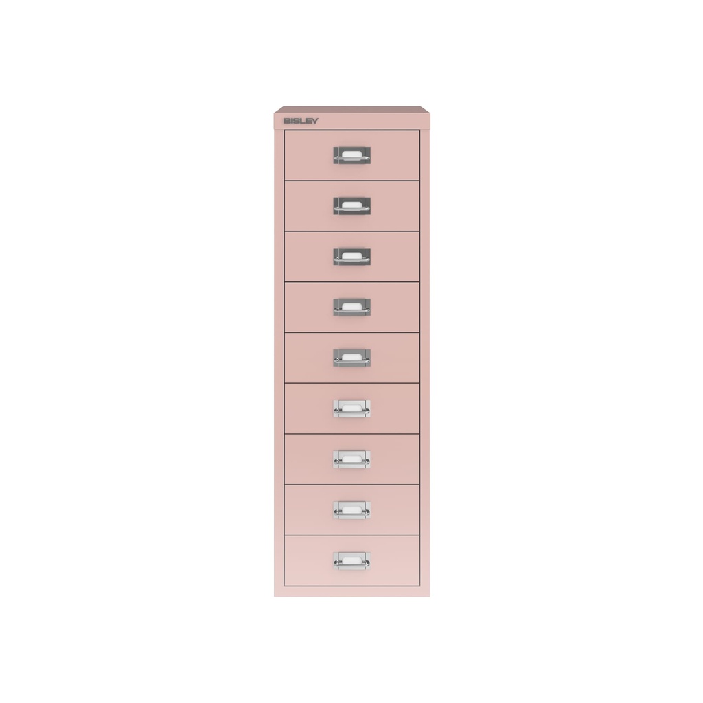 Vista frontal del fichero multicajones Bisley H399NL en color rosa