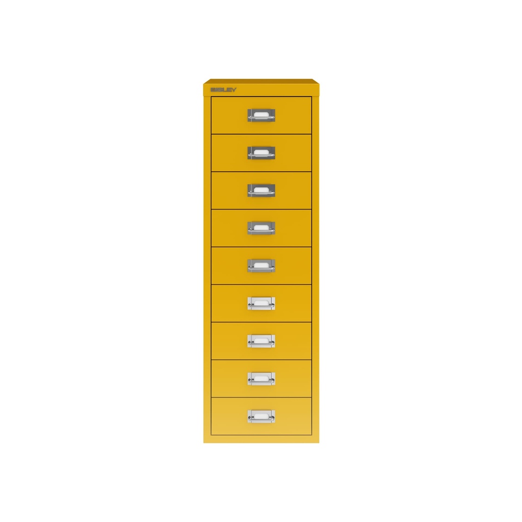 Vista frontal del fichero multicajones Bisley H399NL en color amarillo
