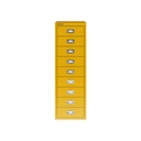 Vista frontal del fichero multicajones Bisley H399NL en color amarillo