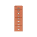 Vista frontal del fichero multicajones Bisley H399NL en color coral
