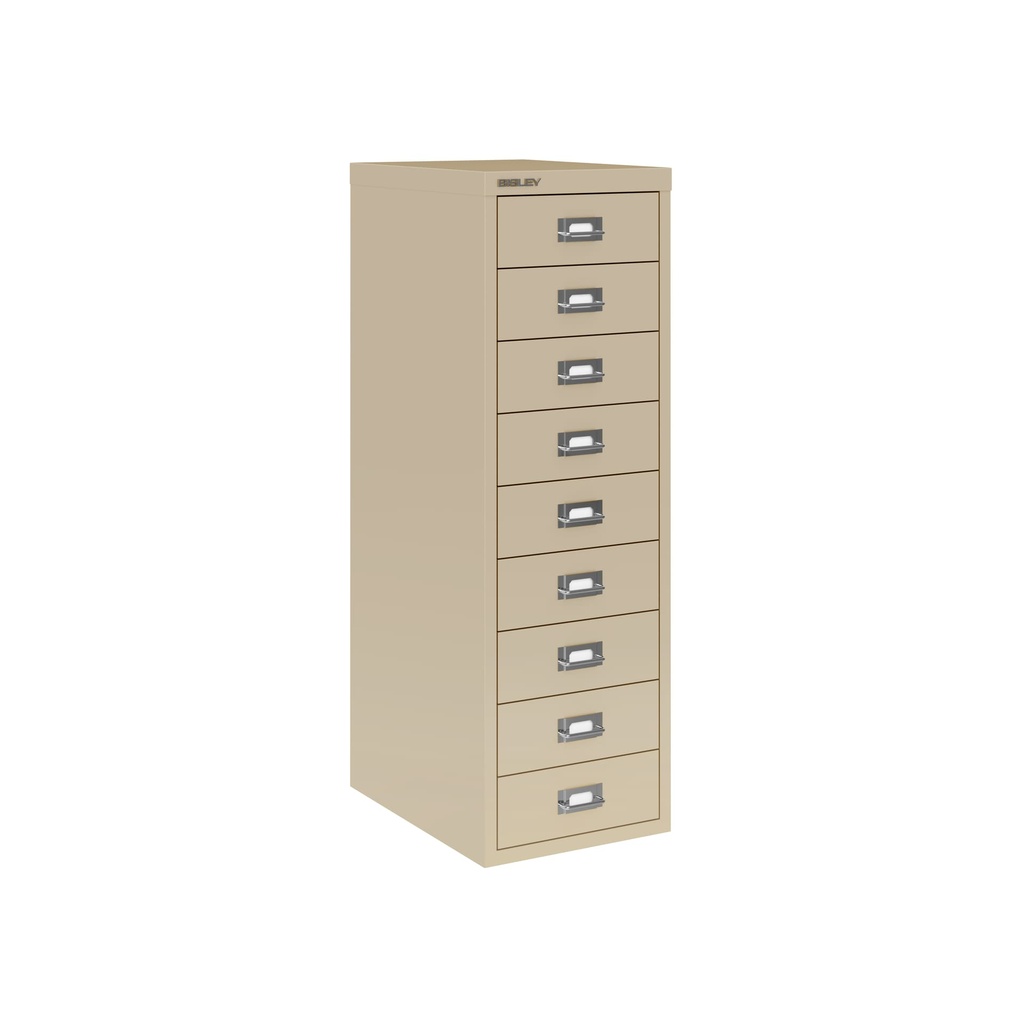 Vista en tres cuartos del fichero multicajones Bisley H399NL en color beige