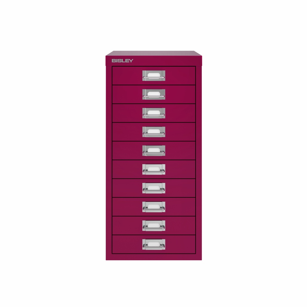 Vista frontal del fichero multicajones Bisley H2910NL en color rosa Berry