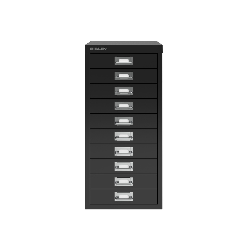 Vista frontal del fichero multicajones Bisley H2910NL en color negro