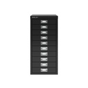 Vista frontal del fichero multicajones Bisley H2910NL en color negro