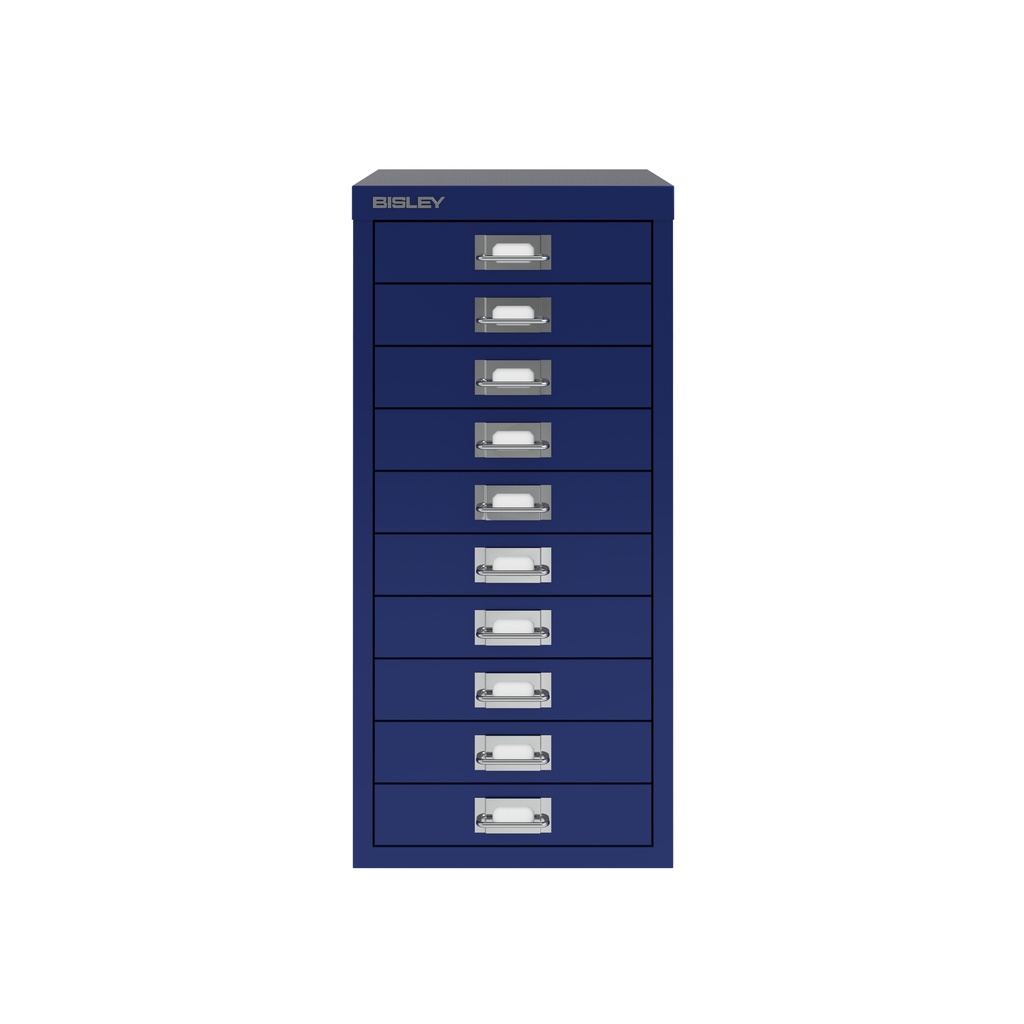 Vista frontal del fichero multicajones Bisley H2910NL en color azul oscuro Oxford