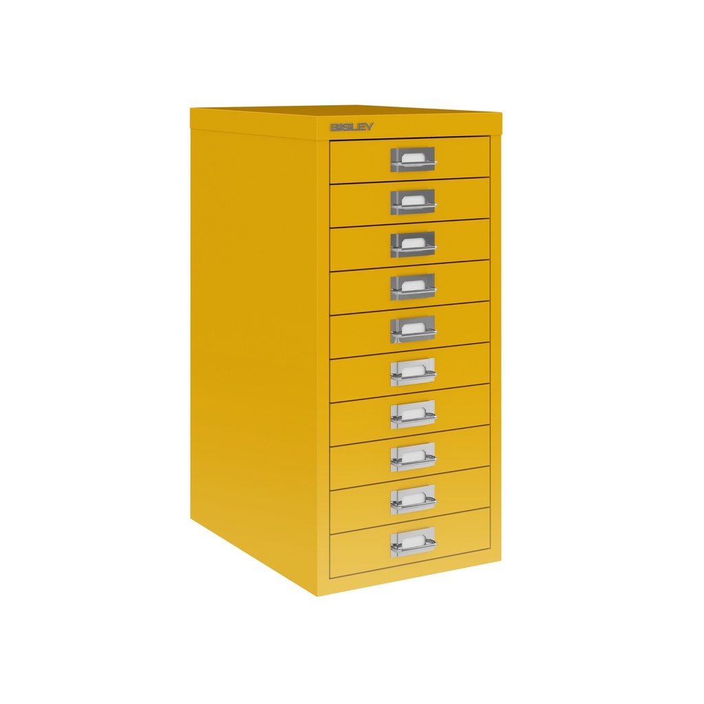 Vista en tres cuartos del fichero multicajones Bisley H2910NL en color amarillo