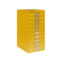 Vista en tres cuartos del fichero multicajones Bisley H2910NL en color amarillo