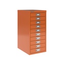 Vista en tres cuartos del fichero multicajones Bisley H2910NL en color naranja