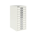 Vista en tres cuartos del fichero multicajones Bisley H2910NL en color blanco tiza