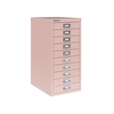 Vista en tres cuartos del fichero multicajones Bisley H2910NL en color rosa