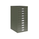 Vista en tres cuartos del fichero multicajones Bisley H2910NL en color verde aceituna