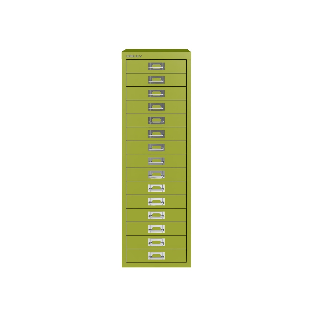 Vista frontal del fichero multicajones Bisley H3915NL en color verde claro