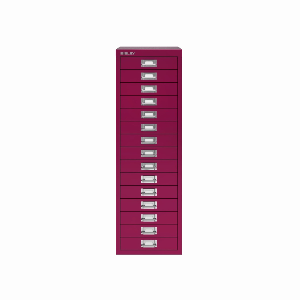 Vista frontal del fichero multicajones Bisley H3915NL en color rosa Berry