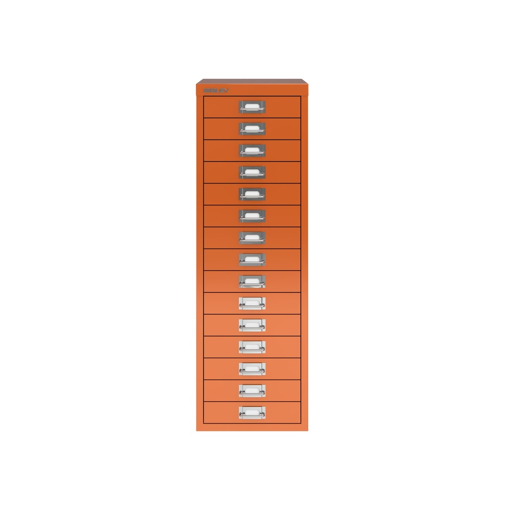 Vista frontal del fichero multicajones Bisley H3915NL en color naranja