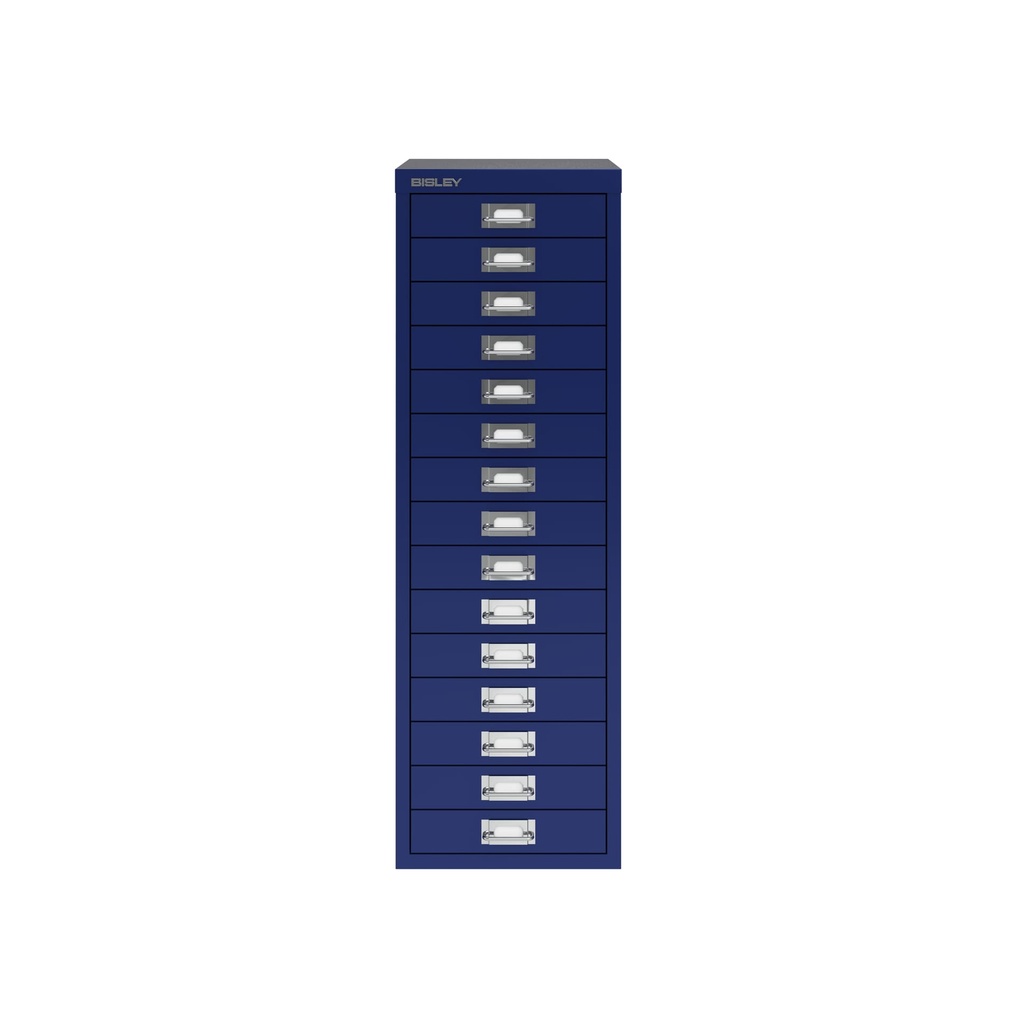 Vista frontal del fichero multicajones Bisley H3915NL en color azul oscuro Oxford