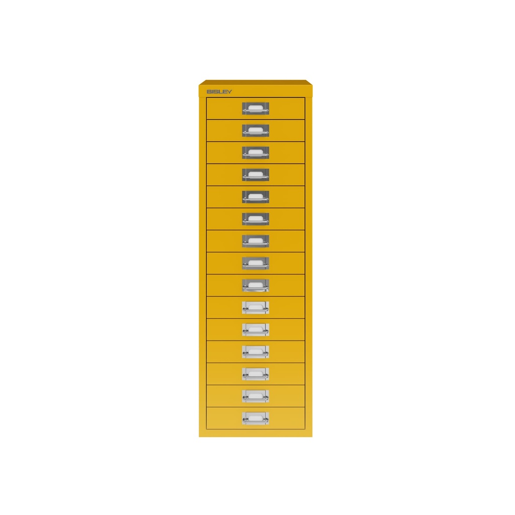 Vista frontal del fichero multicajones Bisley H3915NL en color amarillo