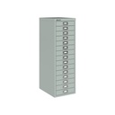 Vista en tres cuartos del fichero multicajones Bisley H3915NL en color gris plata metalizado