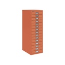 Vista en tres cuartos del fichero multicajones Bisley H3915NL en color coral