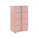 Taquilla metálica multicompartimentos Bisley Essentials en color rosa palo