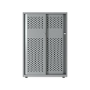 Armario color plata metálico de diseño Bisley Glide con puertas correderas perforadas