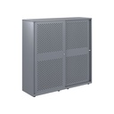 Armario color plata metálico de diseño Bisley Glide con puertas correderas perforadas