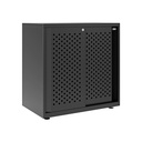 Armario color negro metálico de diseño Bisley Glide con puertas correderas perforadas