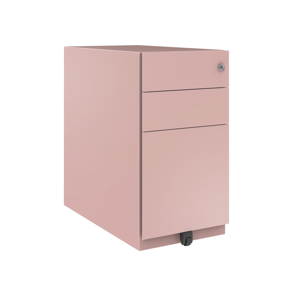 Cajonera móvil Bisley Note con 1 cajón personal y 1 de archivo en color rosa palo