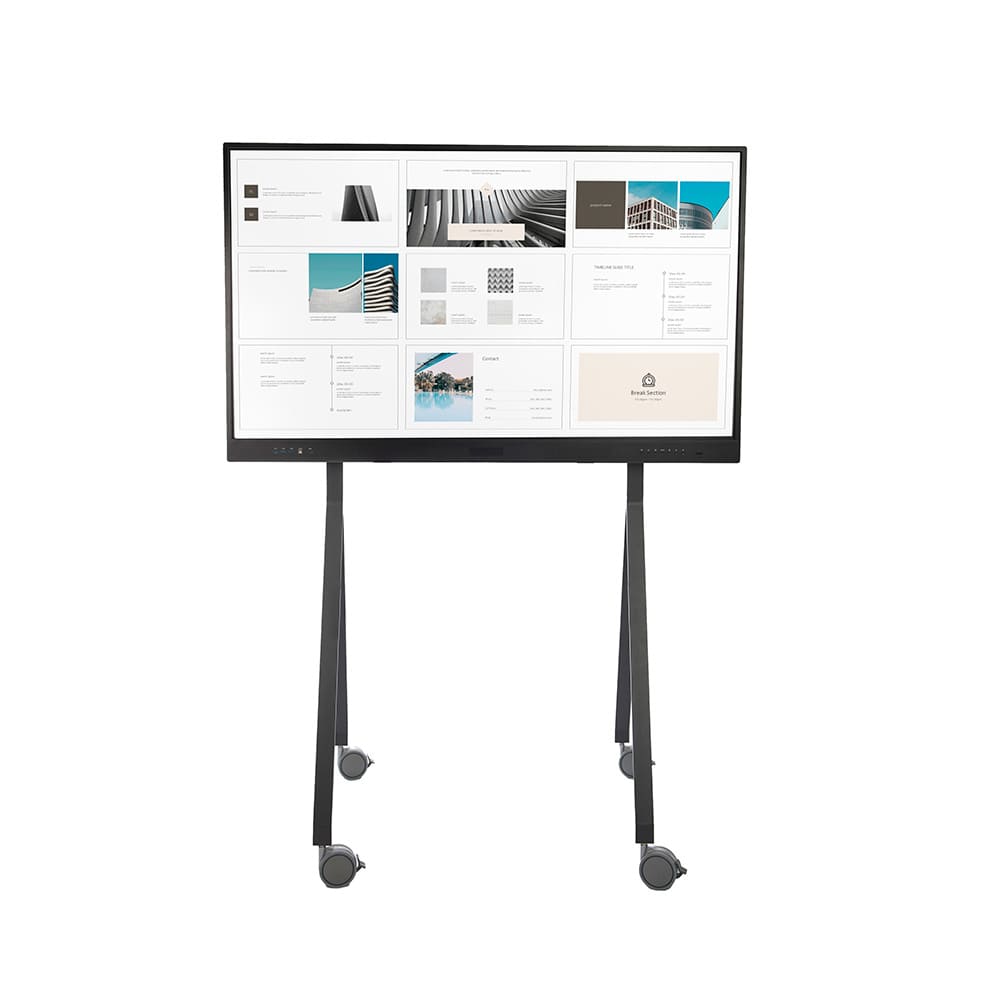 Soporte móvil para pizarras digitales de 65, 75 y 86 pulgadas con cuatro ruedas InteracST2