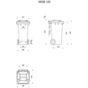 Medidas del contenedor de plástico para reciclaje de residuos de 120 litros de capacidad