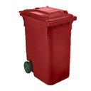 Contenedor de basura de 360 litros rojo para reciclar con dos ruedas