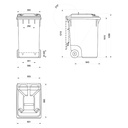 Medidas del contenedor de plástico para reciclaje de residuos de 360 litros de capacidad