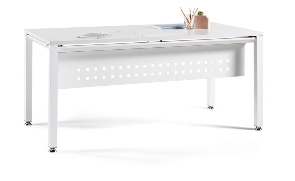 Mesa de oficina Vital Pro con faldón de chapa de acero blanco