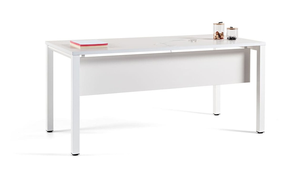 Mesa de oficina blanca Vital Pro con faldón de madera