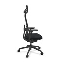 Silla TNK Flex con respaldo y asiento tapizados en tela negra y base de poliamida negra