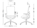 Medidas de la silla TNK-Flex con respaldo medio