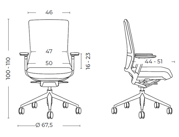 Medidas de la silla TNK 500