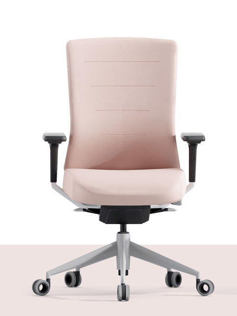 Silla TNK 20 con respaldo y asiento tapizados en rosa