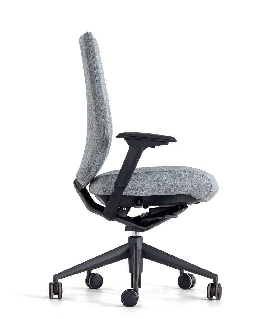 Silla TNK 20 con respaldo y asiento tapizados en gris