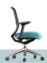 Silla TNK 30 con respaldo de malla ergonómica y asiento tapizado en azul