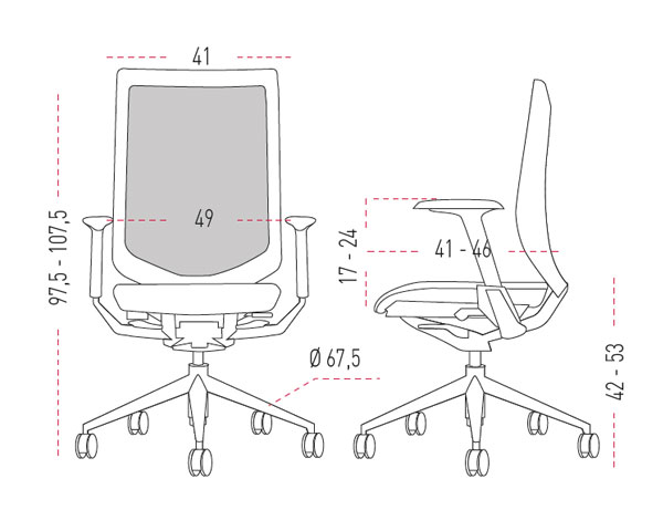 Medidas de la silla TNK 30 de malla