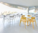 Entorno de cafetería de diseño con sillas vintage Wing