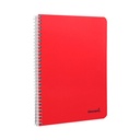 Cuaderno de espiral 4º cuadriculado 80 hojas con tapas rojas de cartón plastificado