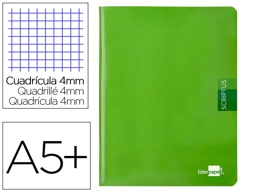 Libreta grapada A5 cuadriculado 48 hojas verde Scriptus