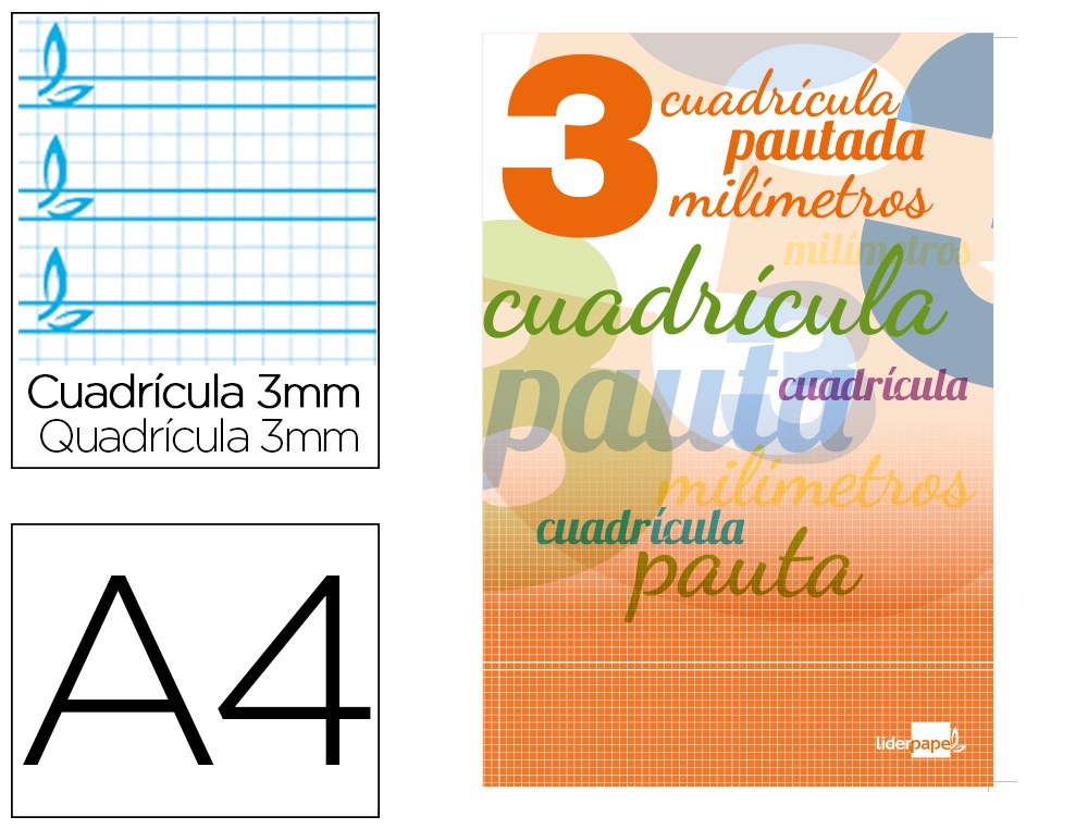 Libreta grapada A4 pautaguía 3 32 hojas Liderpapel