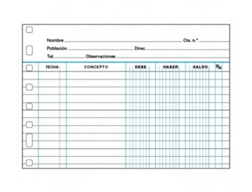 Recambio para anillas 1/4 cuentas corrientes Multifin (50 hojas)