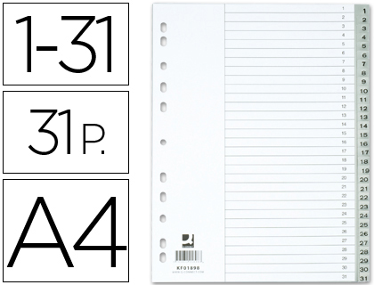 Separadores de plástico numerados 1-31 A4 Q-Connect