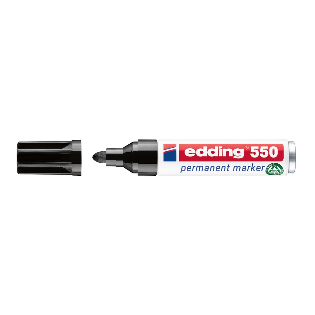 Rotulador permanente Edding 550 negro con punta redonda, ideal para marcar con alta visibilidad y durabilidad