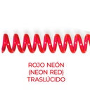 Espiral de encuadernación fabricado en plástico rojo neón traslúcido de 14 mm. de diámetro