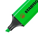 Detalle de la punta biselada del rotulador fluorescente verde Stabilo Boss Original